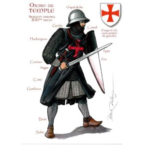 Carte postale Ordre du Temple, Sergent d'armes, XIIIe siècle