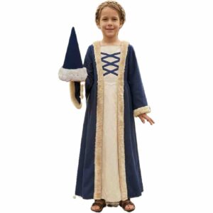 Robe médiévale bleue de princesse - 9-11 ans