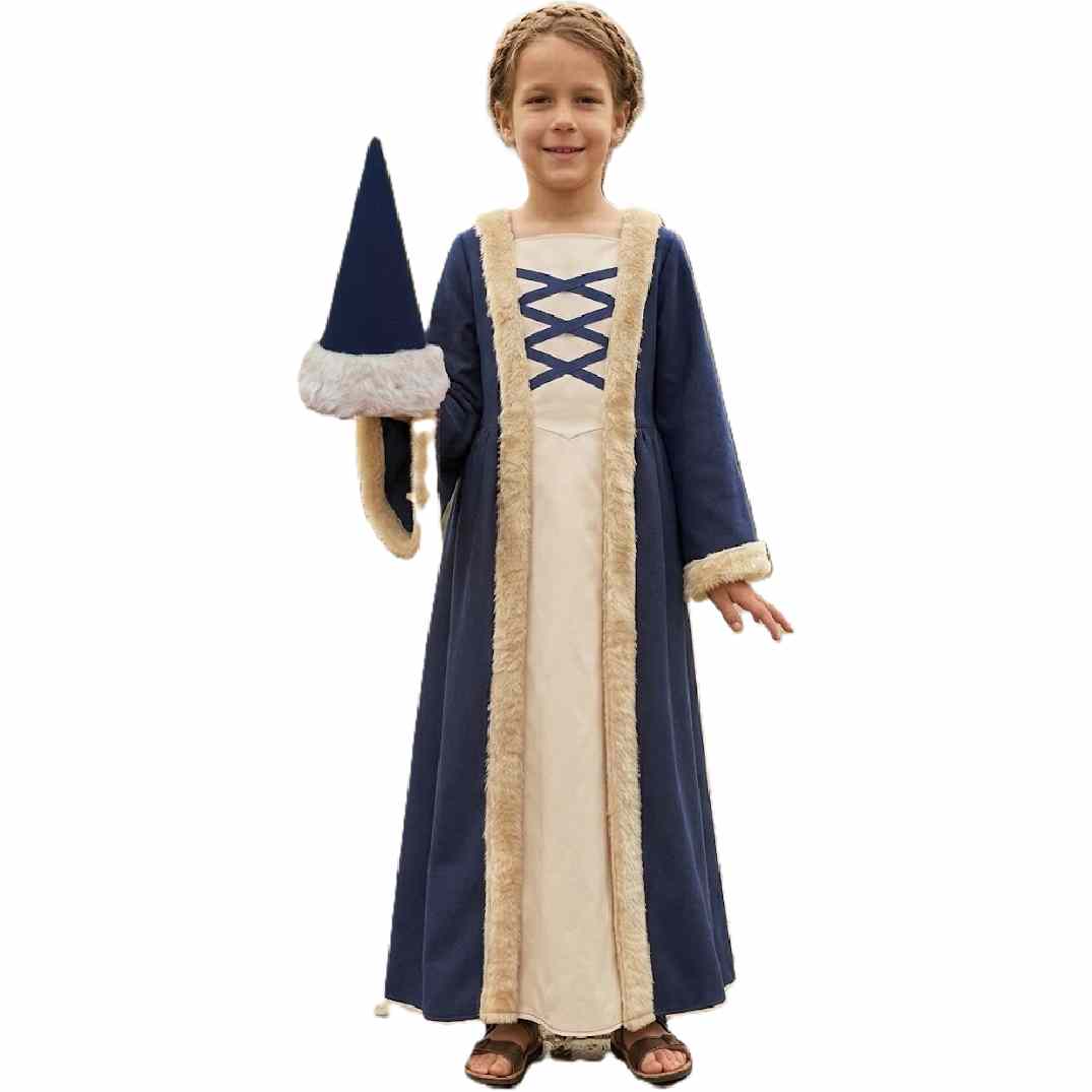 Robe médiévale bleue de princesse