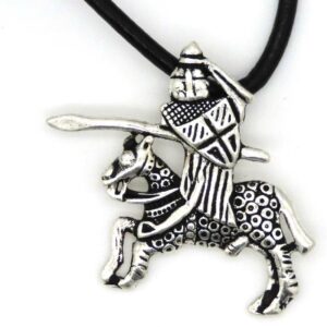 Pendentif Joute chevalier argenté