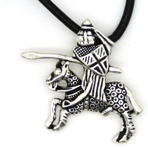 Pendentif Joute chevalier argenté