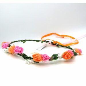 Couronne de fleurs roses et oranges
