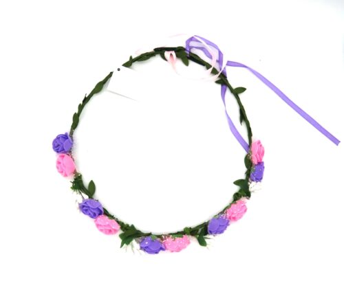 Couronne de fleurs roses et violettes – Image 2