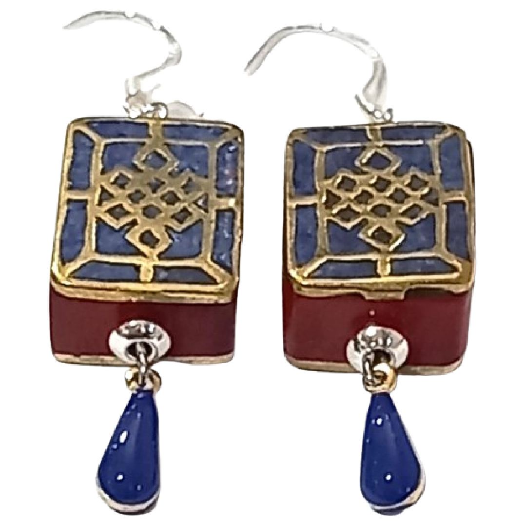 Boucles d’oreilles Corail Lapis Lazuli