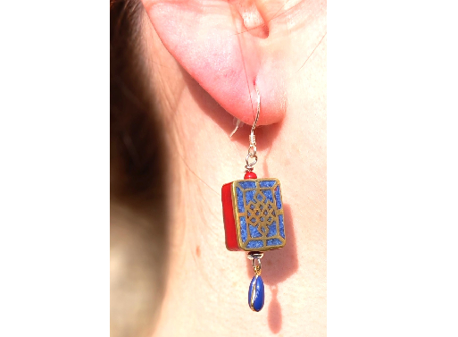 Boucles d’oreilles Corail Lapis Lazuli