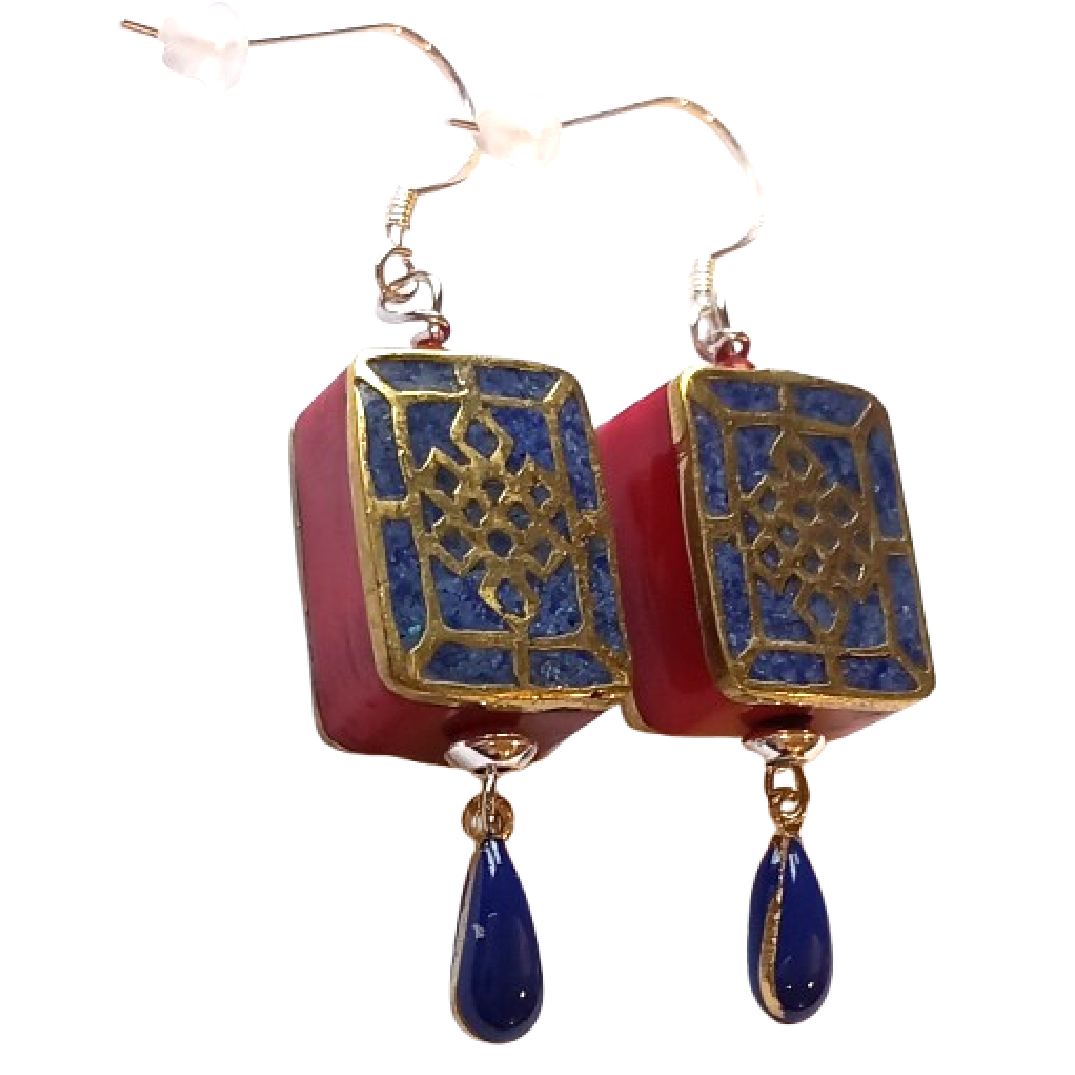 Boucles d’oreilles Corail Lapis Lazuli