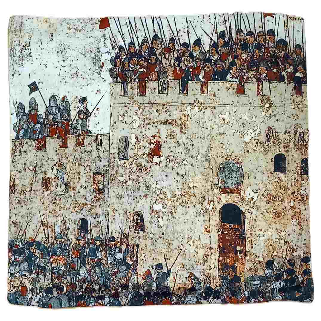 Housse de coussin d'inspiration médiévale à la bataille
