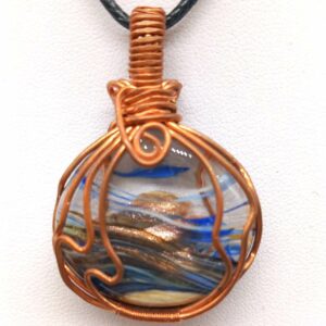 Pendentif Fiole de verre bulle d'or