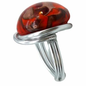 Bague "effluves" en verre rouge