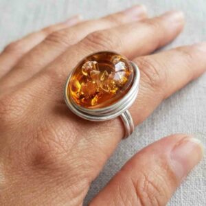 Bague "effluves" en verre orange