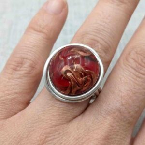 Bague "effluves" en verre Bordeaux