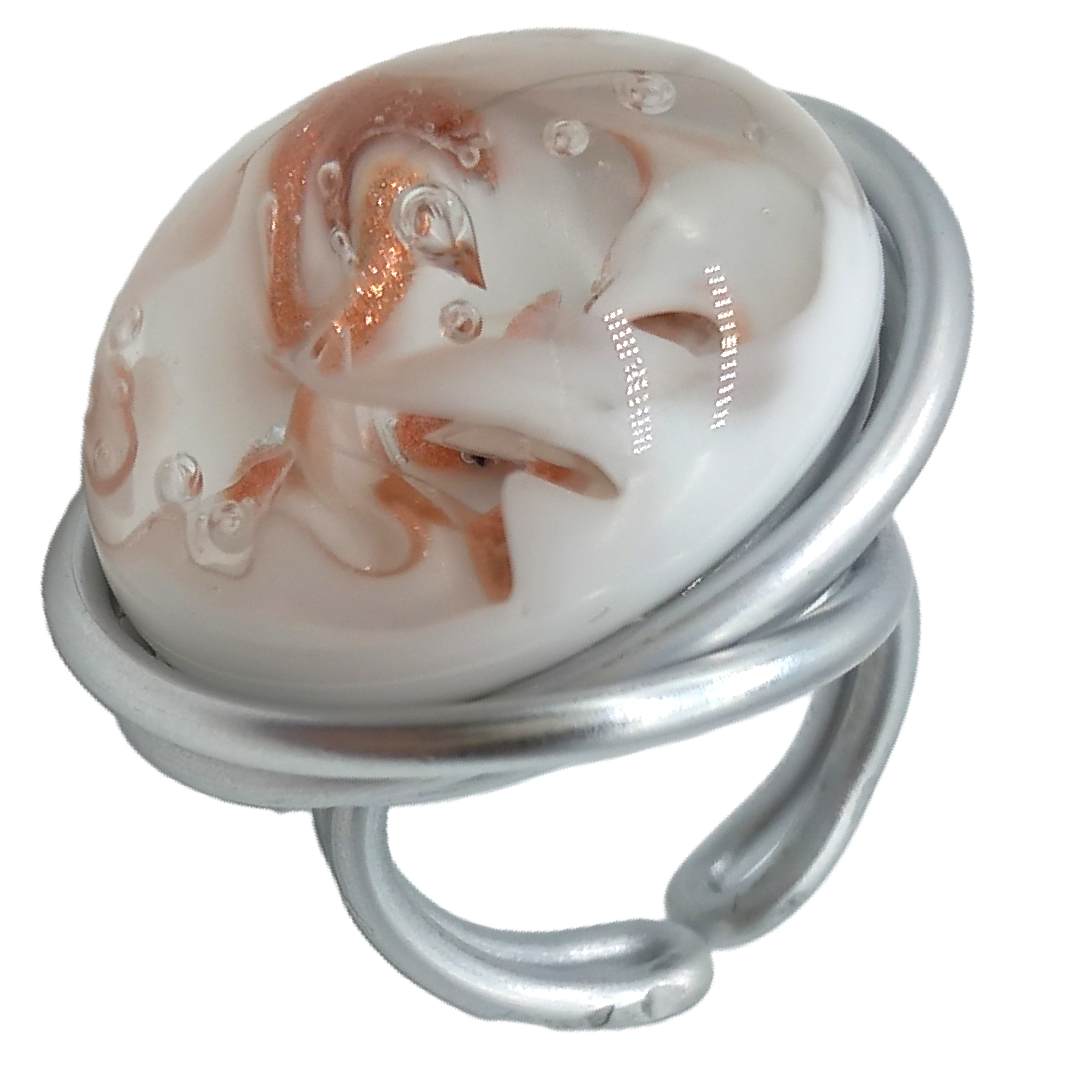 Bague "effluves" en verre blanc – Image 3