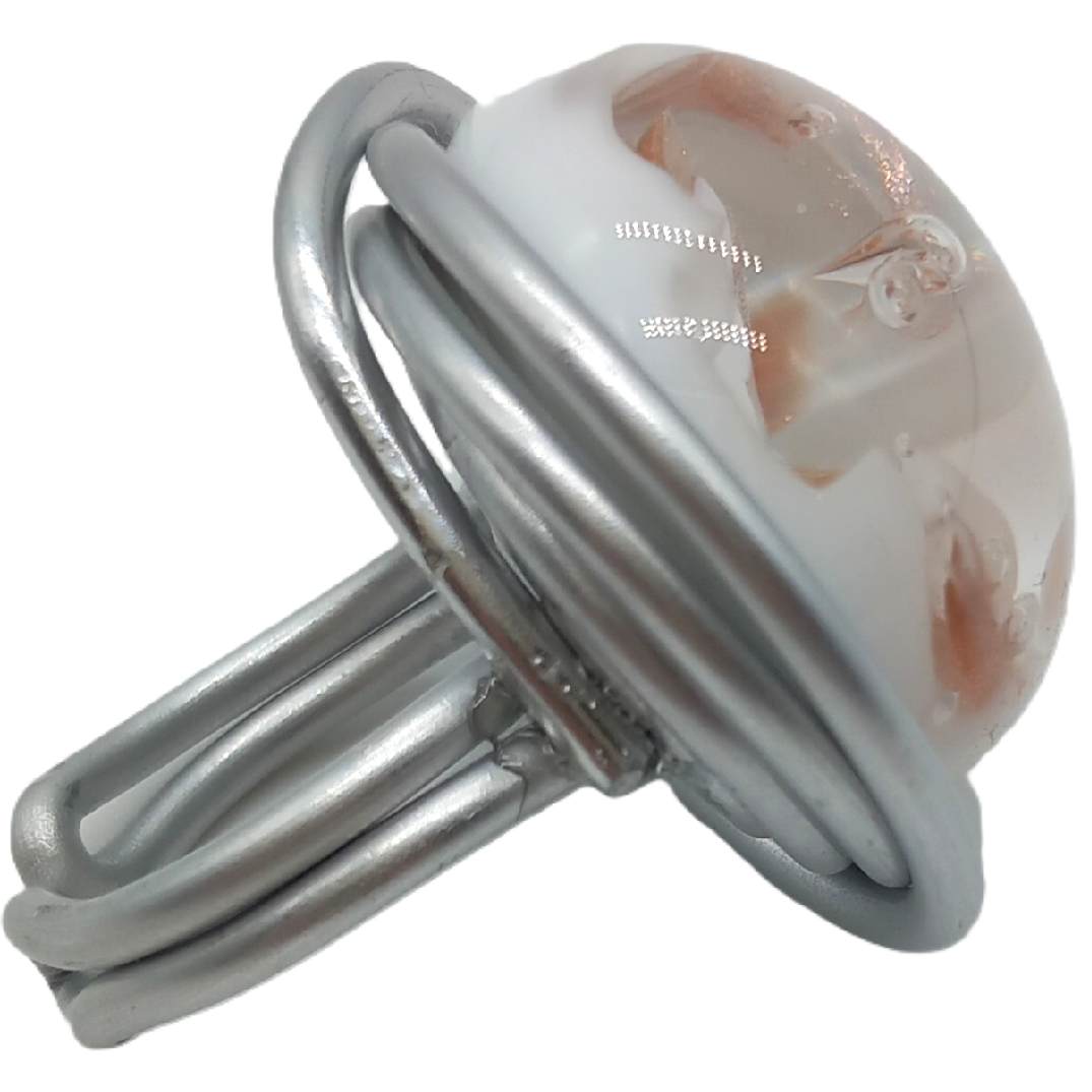 Bague "effluves" en verre blanc