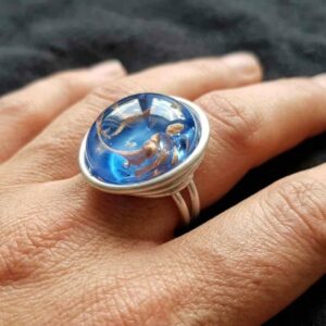 Bague "effluves" en verre bleu