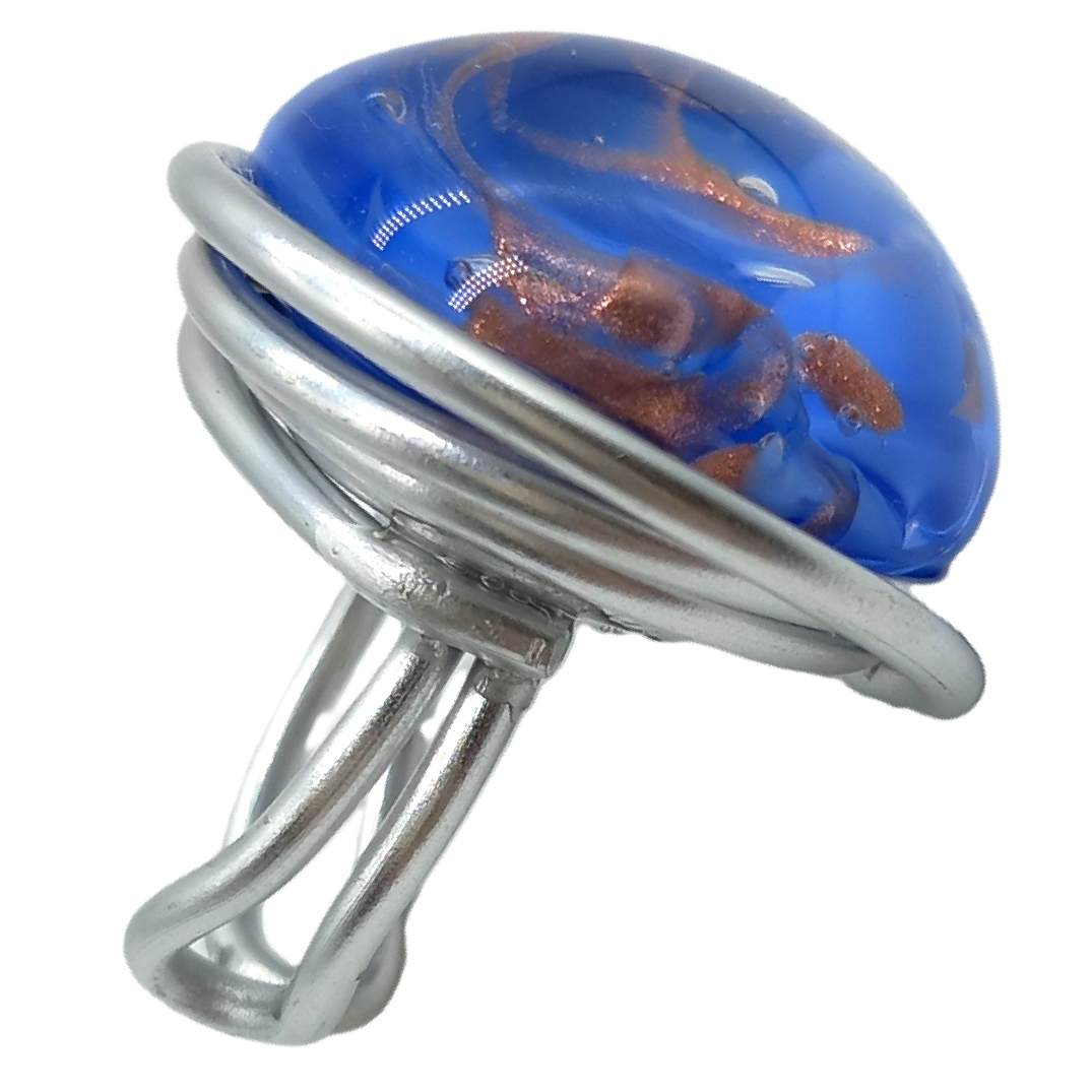 Bague "effluves" en verre bleu – Image 2