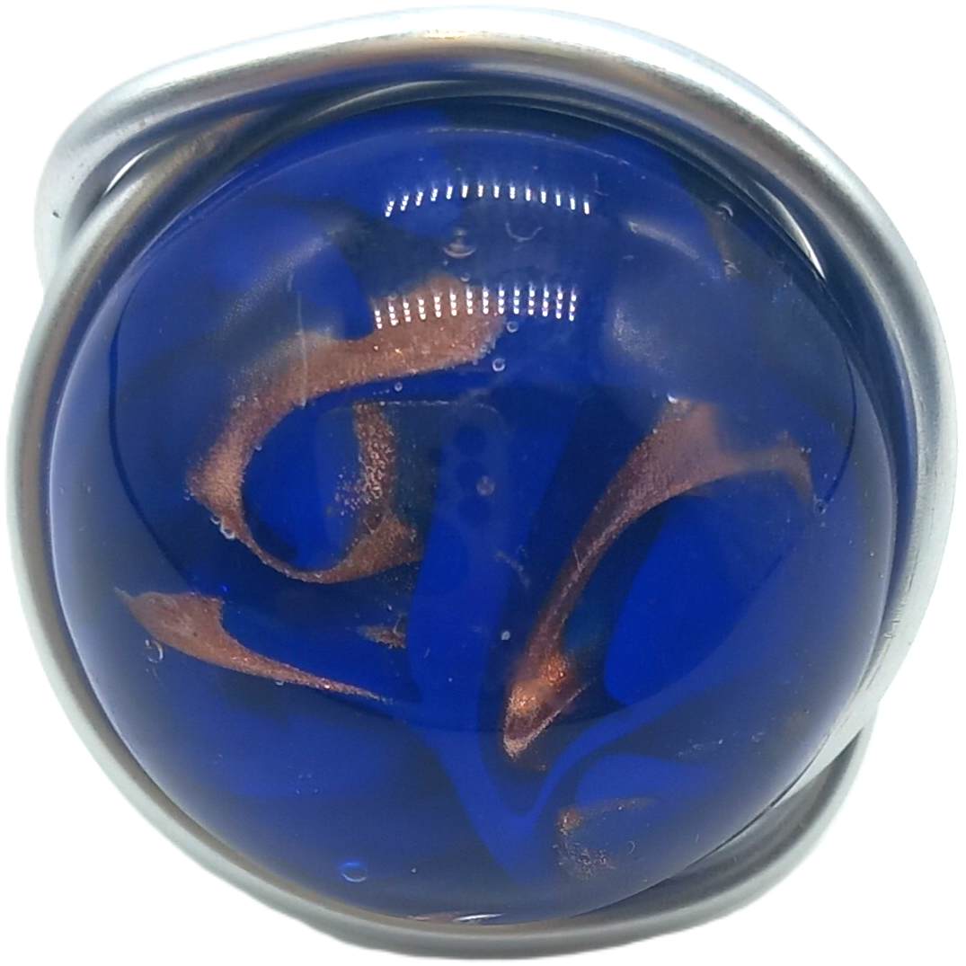 Bague "effluves" en verre bleu foncé – Image 2