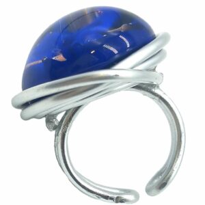 Bague "effluves" en verre bleu foncé