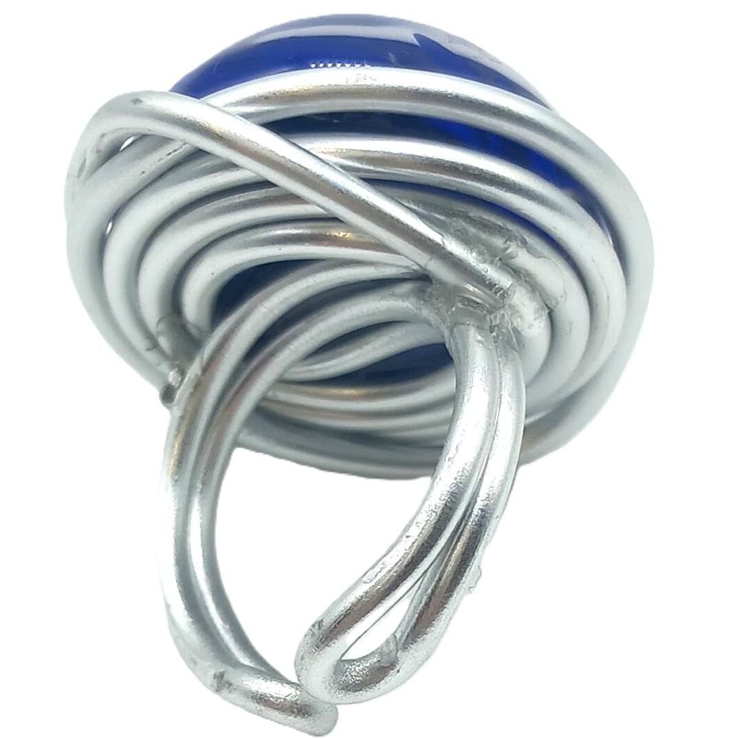 Bague "effluves" en verre bleu foncé – Image 3