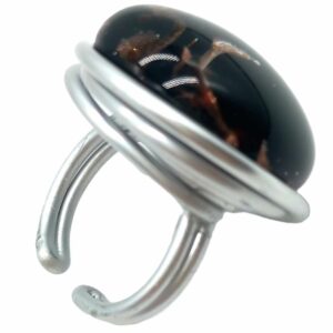 Bague "effluves" en verre noir