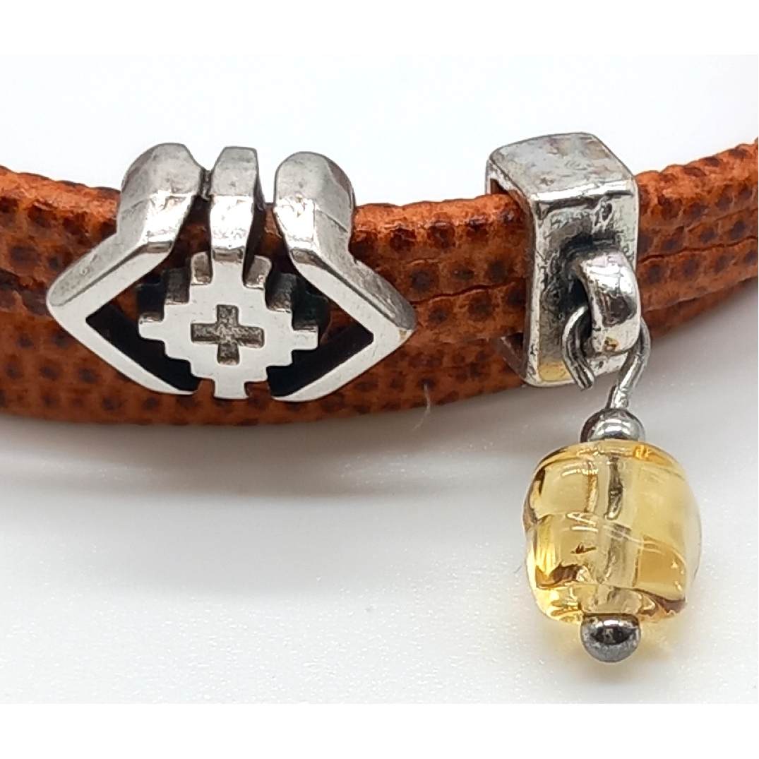 Bracelet double cuir Marron tâcheté – Image 2