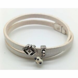 Bracelet double cuir blanc