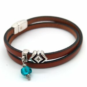 Bracelet double cuir marron
