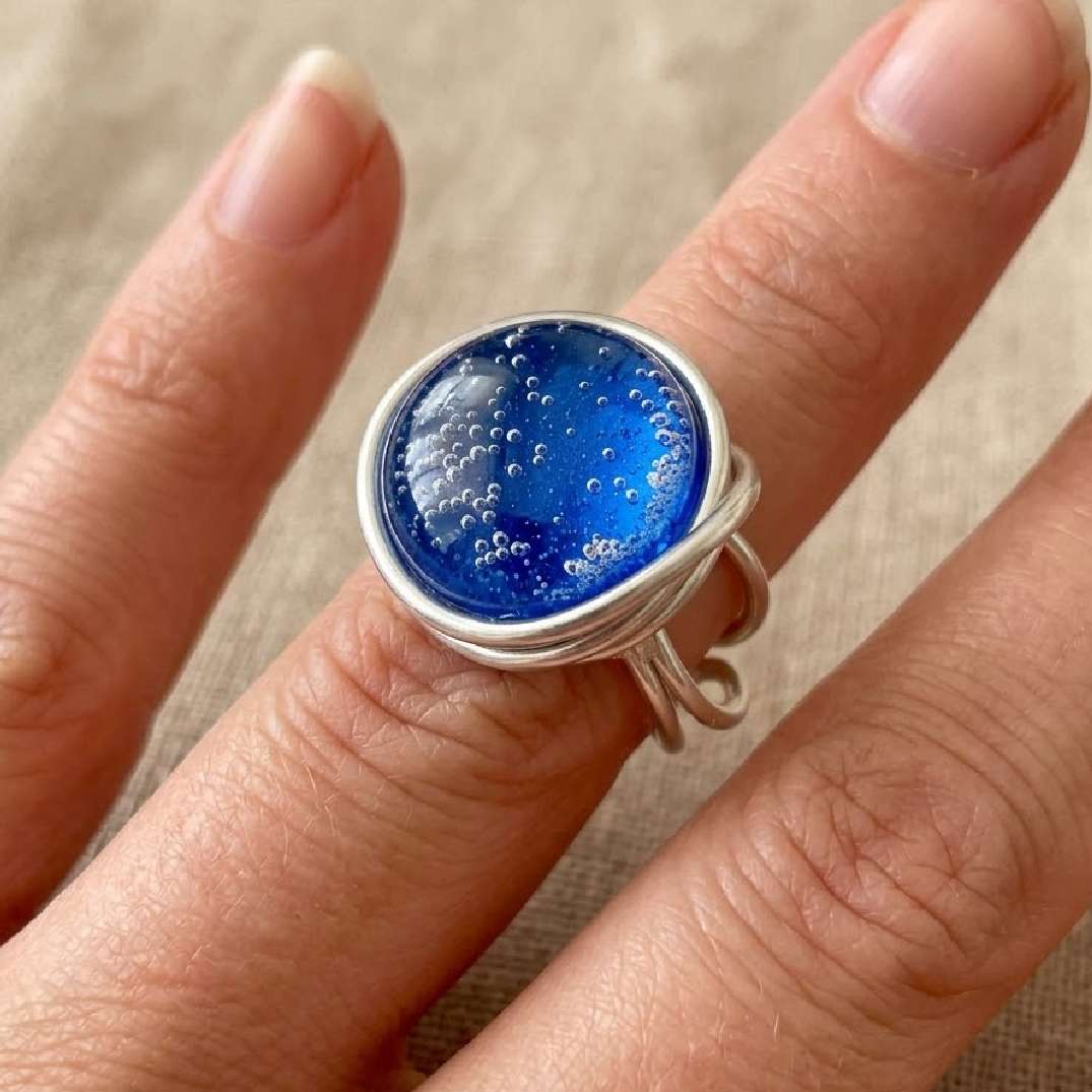 Bague "bulleuses" bleue